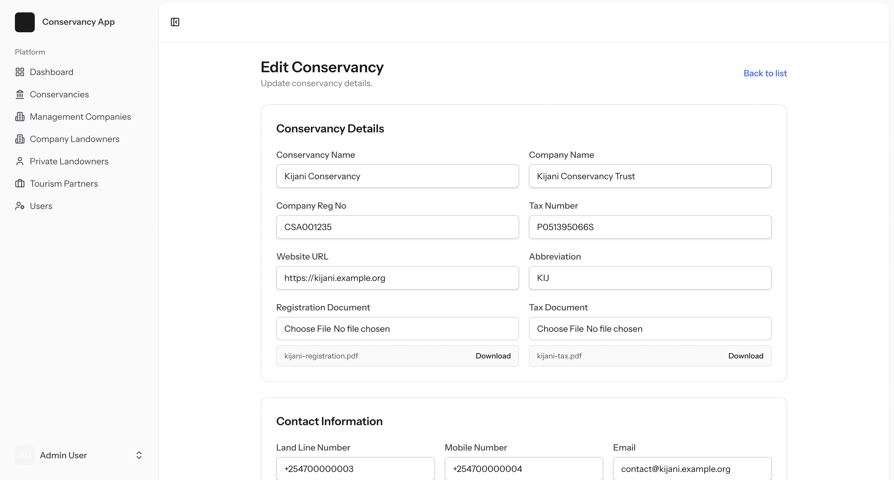 Conservancy Management System screenshot 3